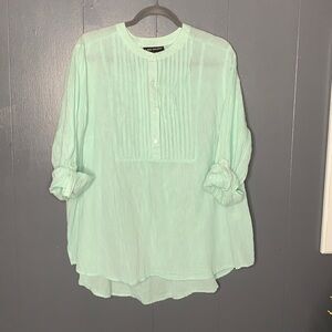 Lane Bryant Linen/Cotton Blend Aqua Top Size 18/20‎